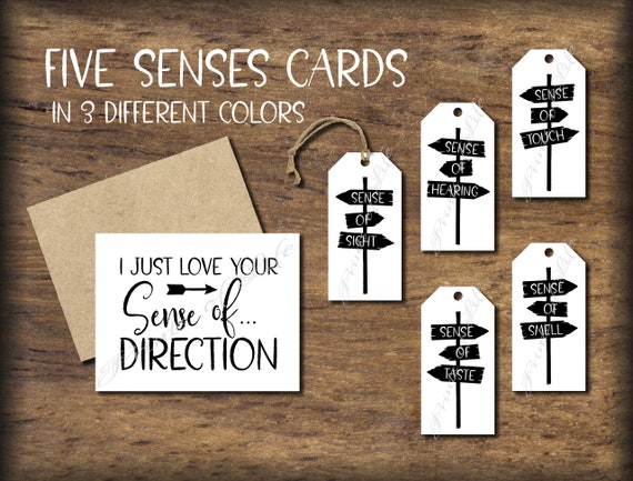 Romantic Five Senses Gift Tags & Card. Instant Download Printable