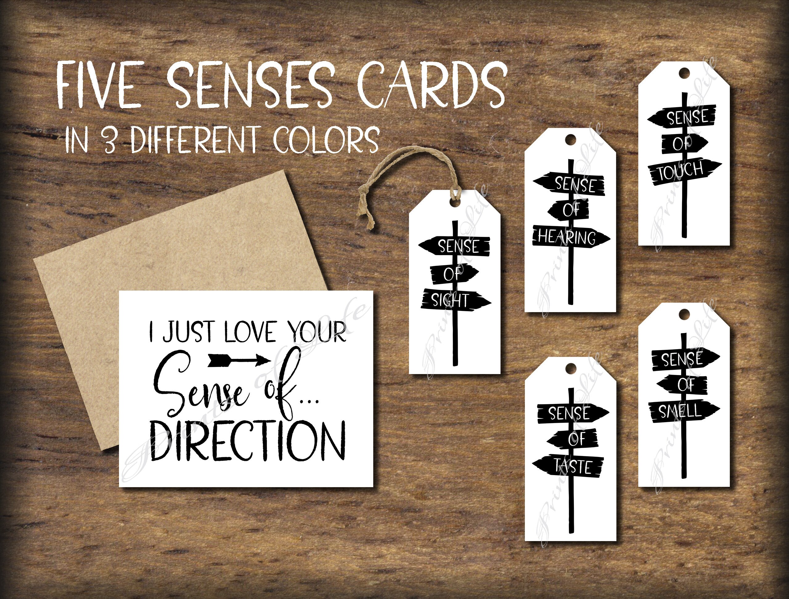 Five Senses Gift Tags & Card. 5 Sense of Direction. Instant - Etsy