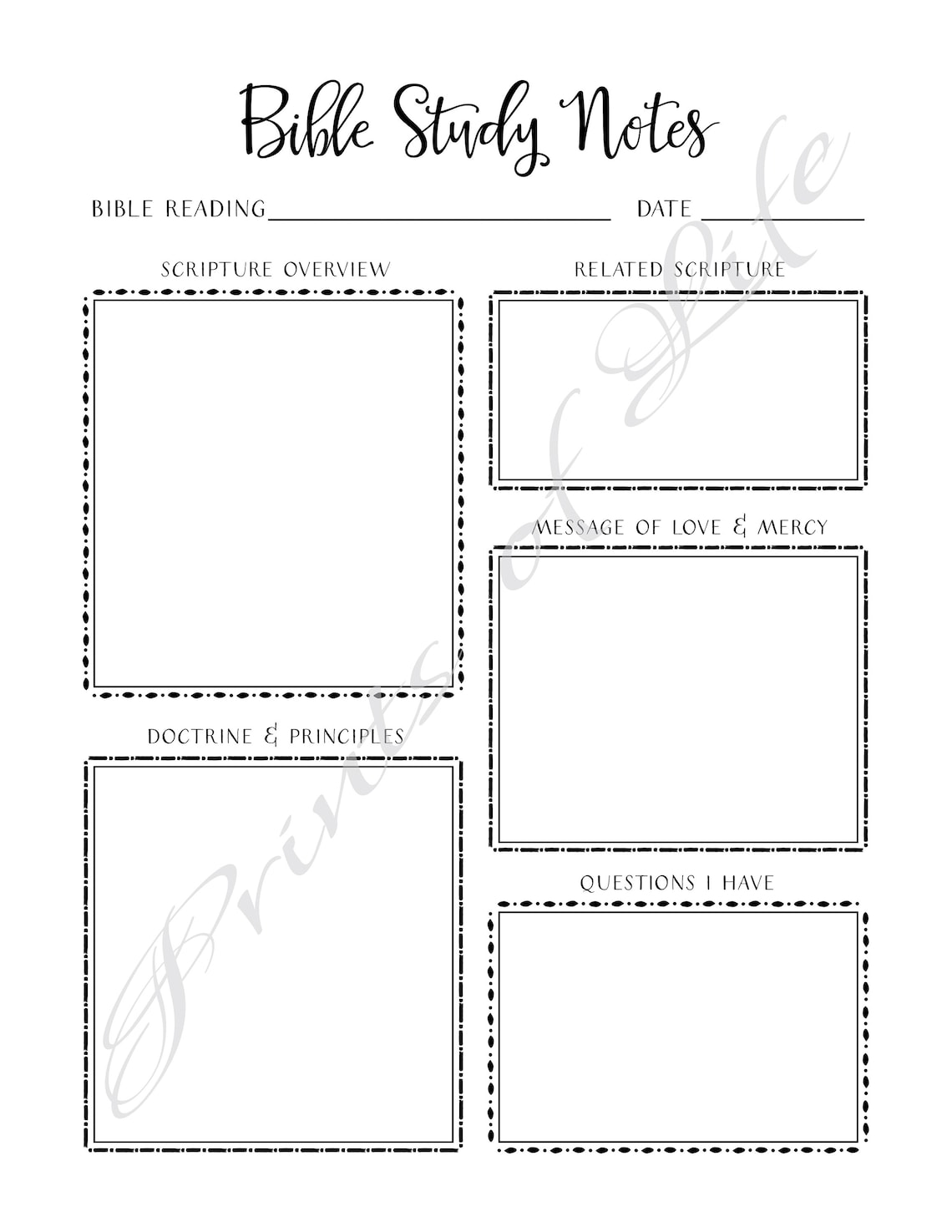 Bible Study Notes. PDF Printable. Instant Download. Church - Etsy