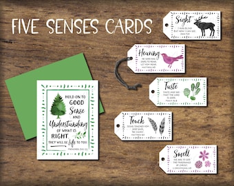 Five Senses Geschenkanhänger & Karte mit Bibelversen. Sofortiger Download zum Ausdrucken. Weihnachtsgeschenk für Ihn. Valentinstag. Geburtstag. 5 Sinne.
