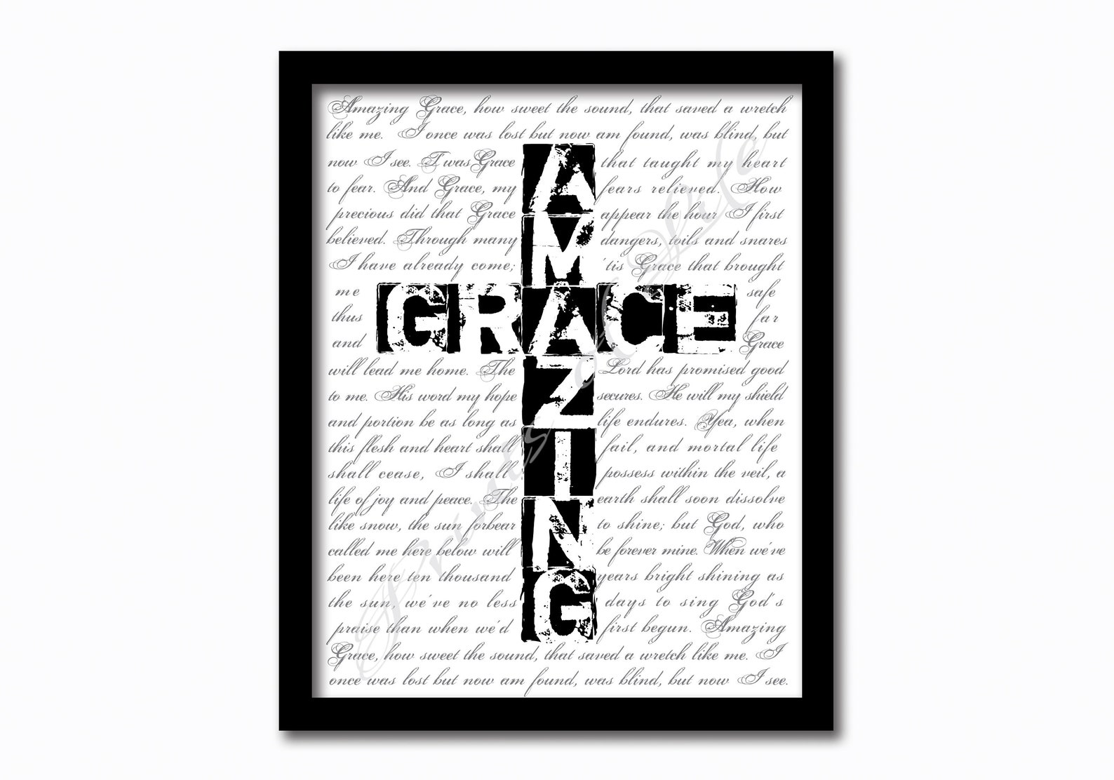 Amazing Grace Cross. Christian Wall Art Print. Instant | Etsy