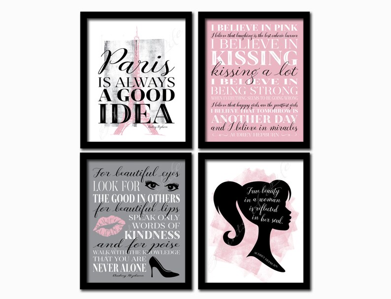 set of 4 audrey hepburn quote printables instant download