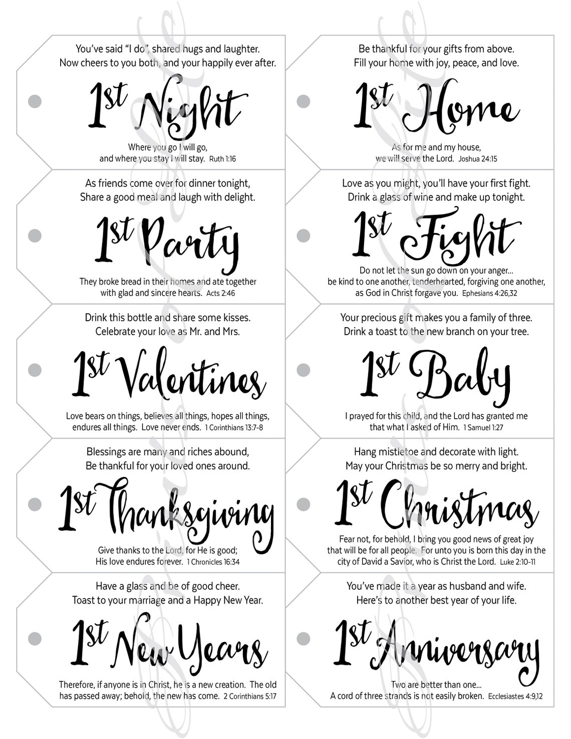 Wedding Firsts Wine Gift Tags. Instant Download Printable. - Etsy