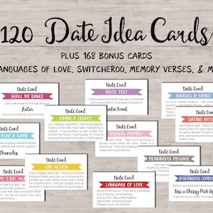 Tarjetas para una cita romántica. Regalos románticos para el día de San Valentín para él y para ella. Descarga instantánea e imprimible. Libro de cupones de amor. Frasco con ideas para citas de boda. Regalo para hombres.