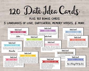 Tarjetas para una cita romántica. Regalos románticos para el día de San Valentín para él y para ella. Descarga instantánea e imprimible. Libro de cupones de amor. Frasco con ideas para citas de boda. Regalo para hombres.