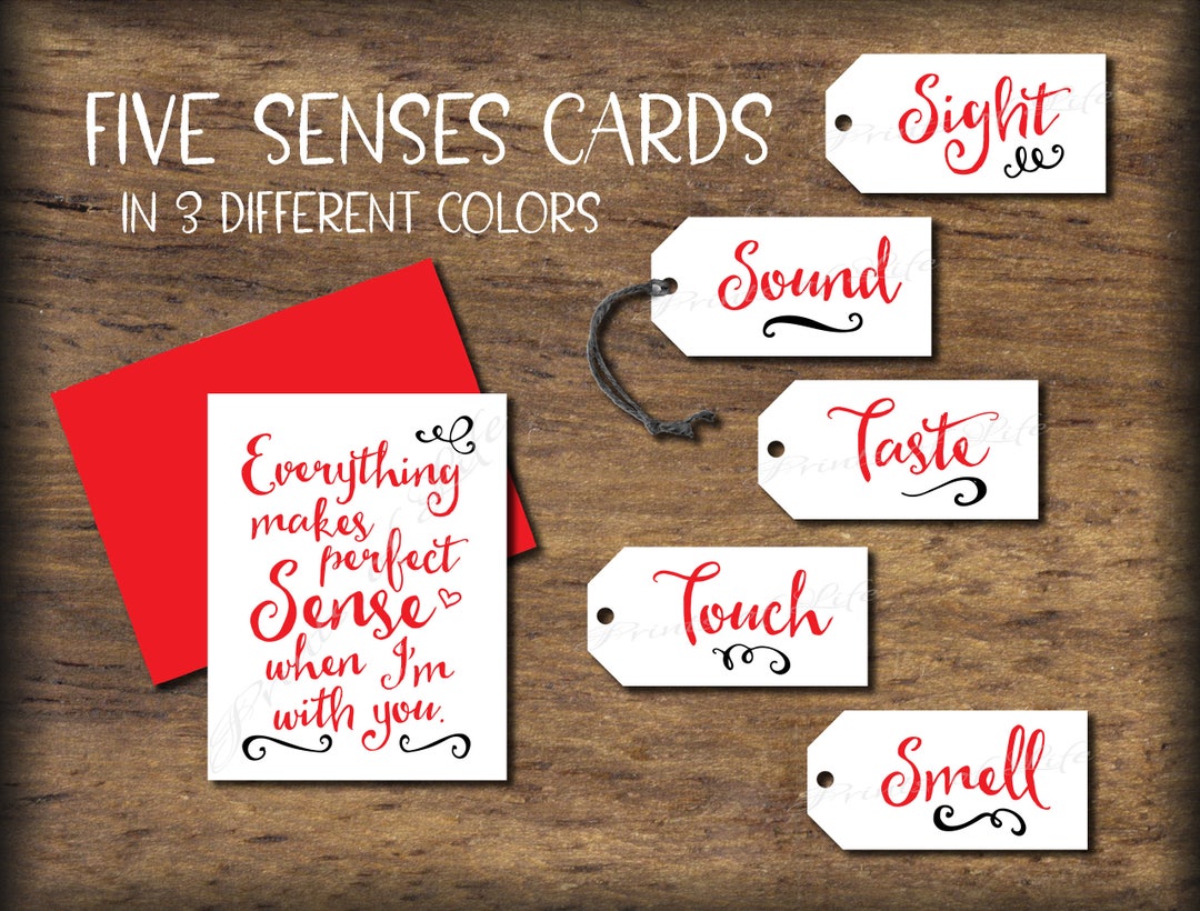 Five Senses Gift Tags &amp; Card. 5 Senses Instant Download Printable. Mens ...