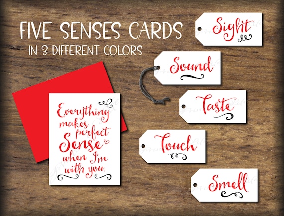 5 Senses Gift Tags & Card. Instant Download Printable. Five Senses