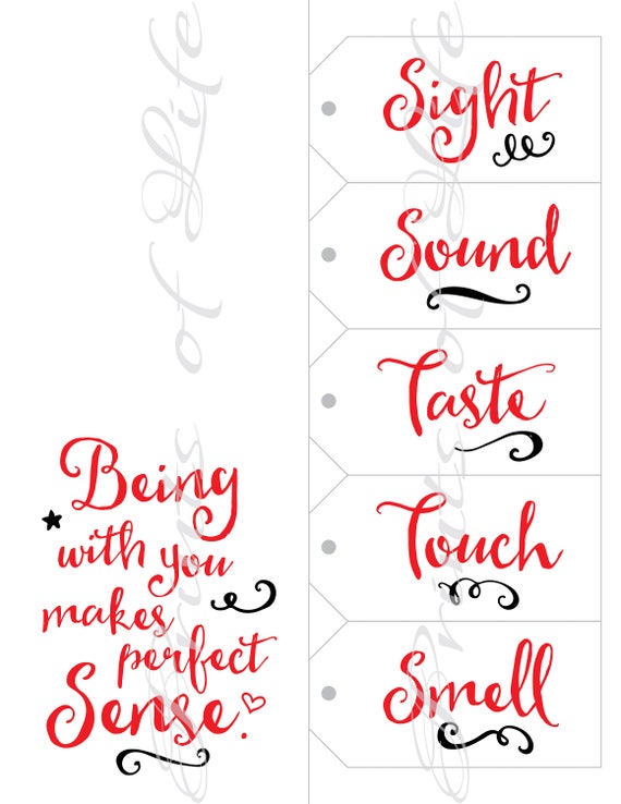 Five Senses Gift Tags Card 5 Senses Instant Download Etsy