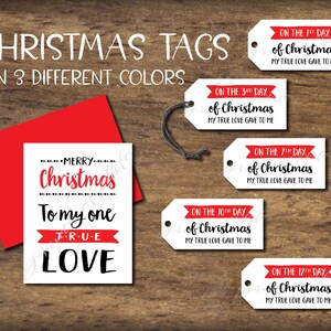 Etiquetas e cartão de presente para 12 dias de Natal. Ideia para um encontro romântico. Download instantâneo para impressão. Presente para ele ou ela. Amor verdadeiro. Contagem regressiva para o Natal.