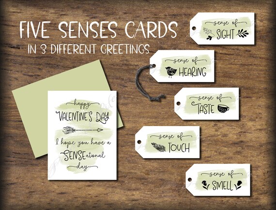 5 Senses Gift Tags & Card. Instant Download Printable. Five Senses