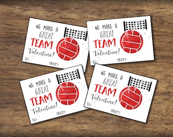 Red Volleyball. Kids Valentine cards. Sports Valentines Day. Boys girls. Instant download Pdf printable DIY print Classroom school tags. kvc