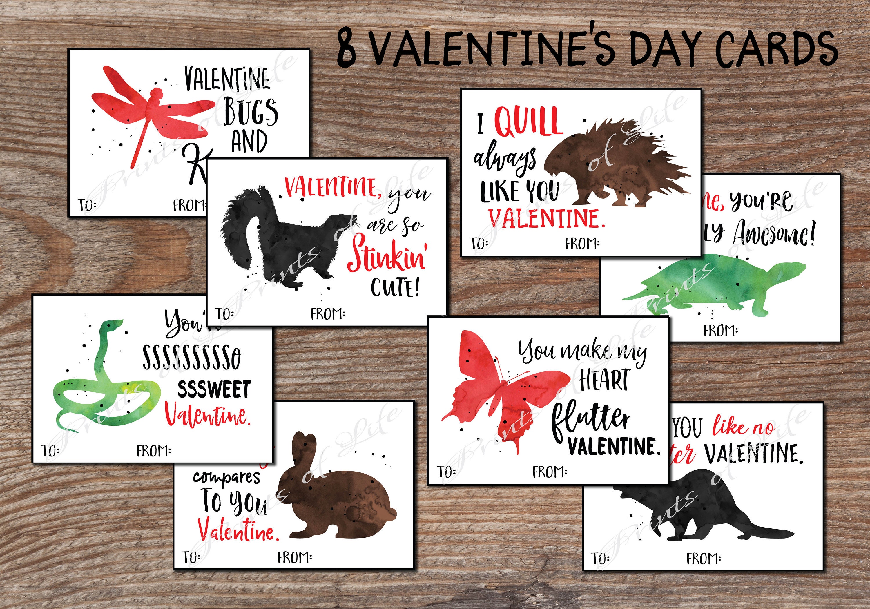 Valentines Day Cards for Kids Printable Instant Download Classroom  Valentines Valentine Tags With Llama, Sloth, Berry, Pizza and More 