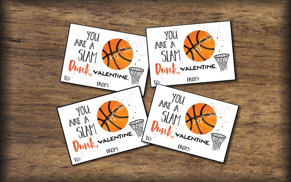 Basketball Valentines Stickers or Tags for School Printable Valentine's Day  Tags for Kids, Personalized Classroom Tags instant Download 