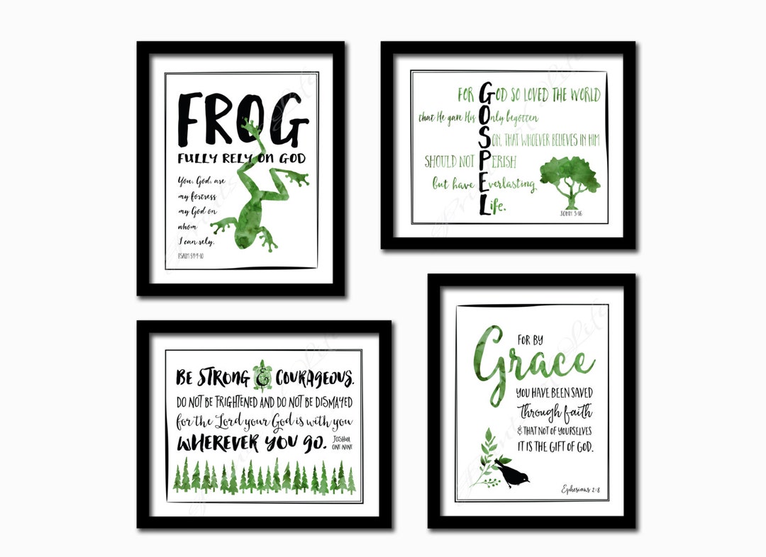 Set of 4 Kids Printables. Instant Download Prints. Christian Wall Art ...