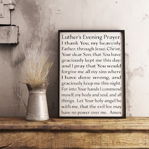 Luther's Morning Prayer. Evening Prayer. Amen. Christian Art Printable ...