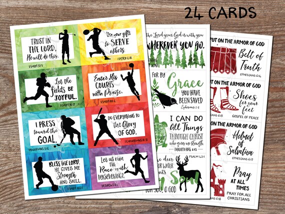 Lunch box notes. Set 9. Boys Scripture. Instant download printable PDF. Bible verse. Christian cards. Kids. Men. Armor of God. Sports. Frog.