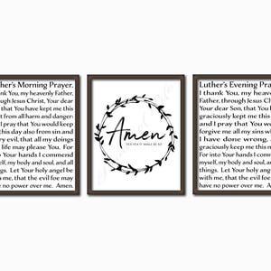 Luther&#39;s Morning Prayer. Evening Prayer. Amen. Christian art printable. Instant download. Farmhouse prints. Reformation 500. Martin Luther.