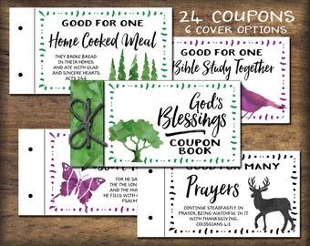 Christian Coupon Book printable. Bible verses. Instant download. DIY PDF print. Love vouchers. Gift for husband, wife, child, parent, friend