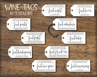 Marriage Milestones wine basket tags. Instant download printable. Wedding firsts Gift. Bride groom newlywed. Bridal shower cards Bible verse