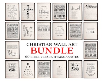 PAKET kristen väggkonst. Direkt nedladdningsbar utskrift. Utskrivbar konstverk. Skriftställe bibelvers hymn lyrisk sång citat. Bondgårdsinredning. Svartvitt
