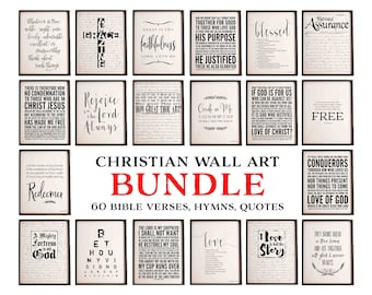 BUNDLE Christian wall art. Instant download print. Printable artwork. Scripture Bible Verse Hymn lyric Song Quote. Farmhouse home decor. B&W