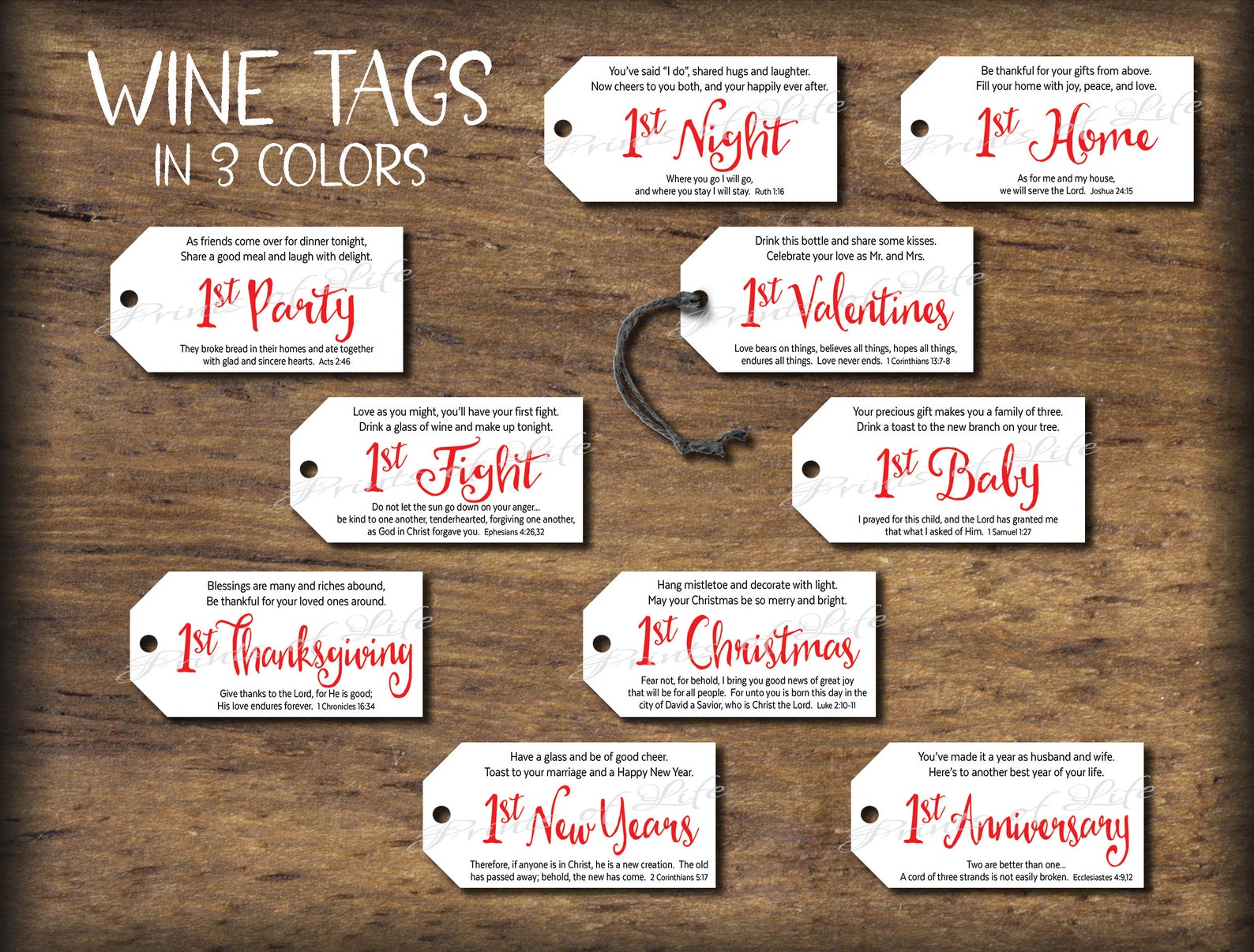 Wedding Firsts Wine Gift Tags. Instant Download Printable. - Etsy