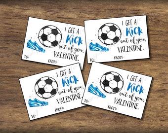 Soccer Kids Valentine cards. Sports Valentines Day. Boys girls. Instant download Pdf printable DIY print. Classroom school tags. kvc