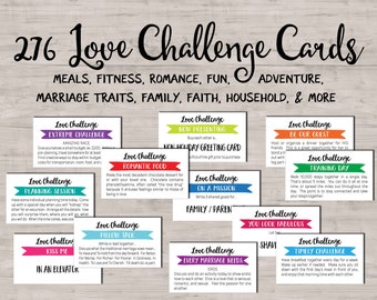 Love Challenge cards. Instant download printable. Dating wedding marriage Date night idea jar. Valentine love dare coupons Husband Wife gift