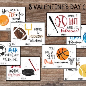 Valentinstag Karten. Sport Valentinstag. Jungen Mädchen. Sofortiger Download Pdf druckbar DIY. Fußball Baseball Basketball Fußball Tennis. kvc