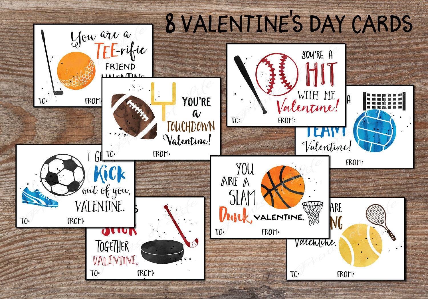 Kids Valentine Cards. Sports Valentines Day. Boys Girls. - Etsy