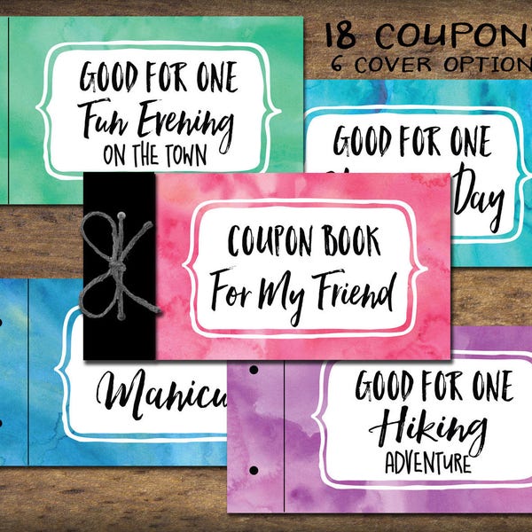 Friend BFF Coupon Book printable. Instant download gift idea. DIY print Vouchers for bestie, girlfriends, bridesmaid, sister, mother's day.