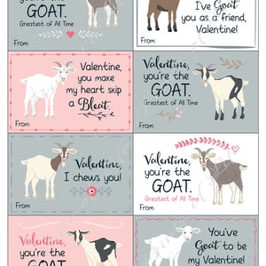 Kids Valentine Cards for School. Cute Goat Animals. Valentines - Etsy