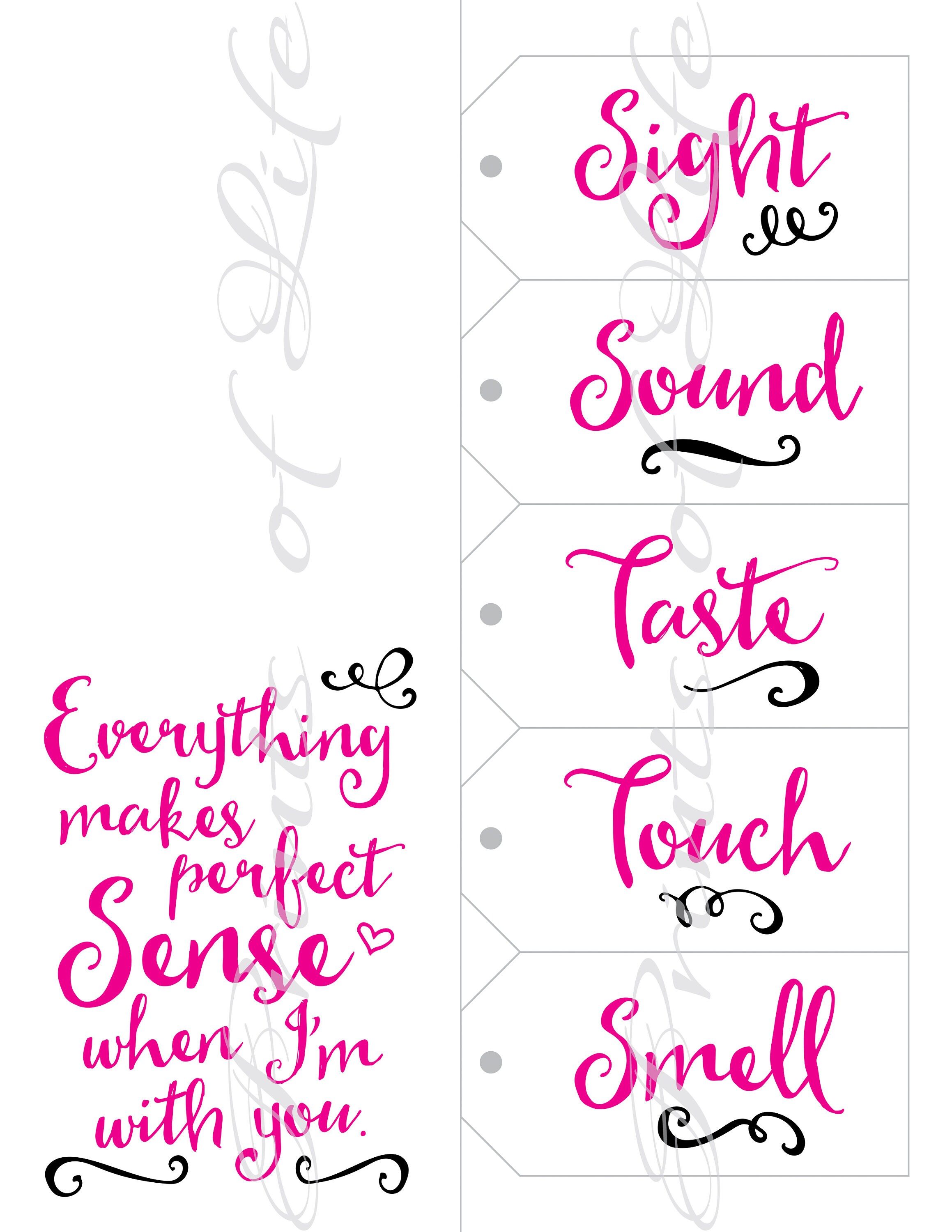 Five Senses Gift Tags Card 5 Senses Instant Download Etsy