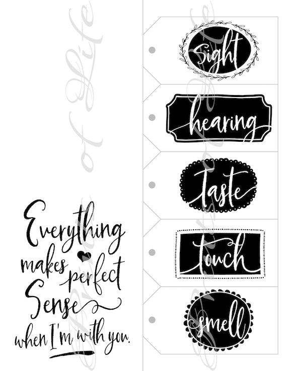 Five Senses Gift Tags & Card. 5 Senses Birthday. Instant Download