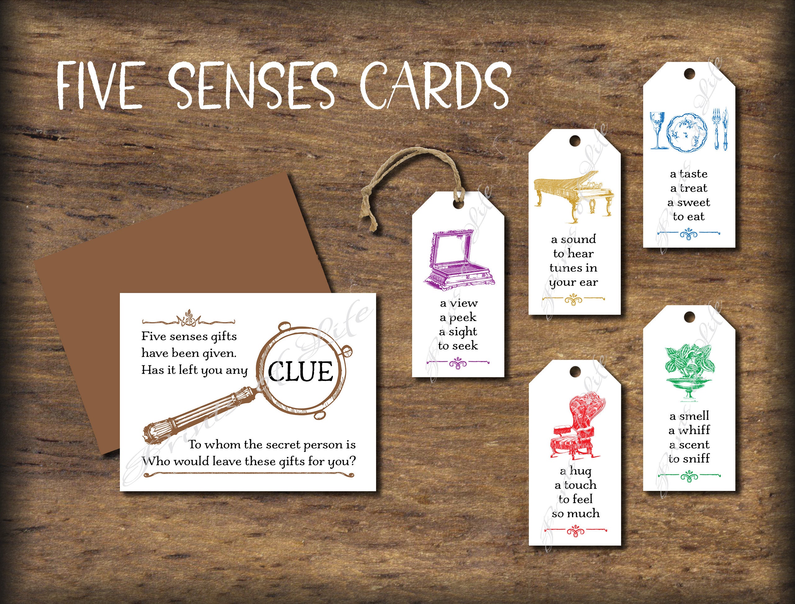 5 Senses Gift Bags for Him Five Senses Tags Set Gifts for Husband