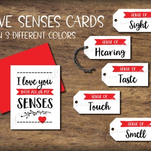 Printable 5 Senses Gift Tags for Him Gifts for Her Gift for