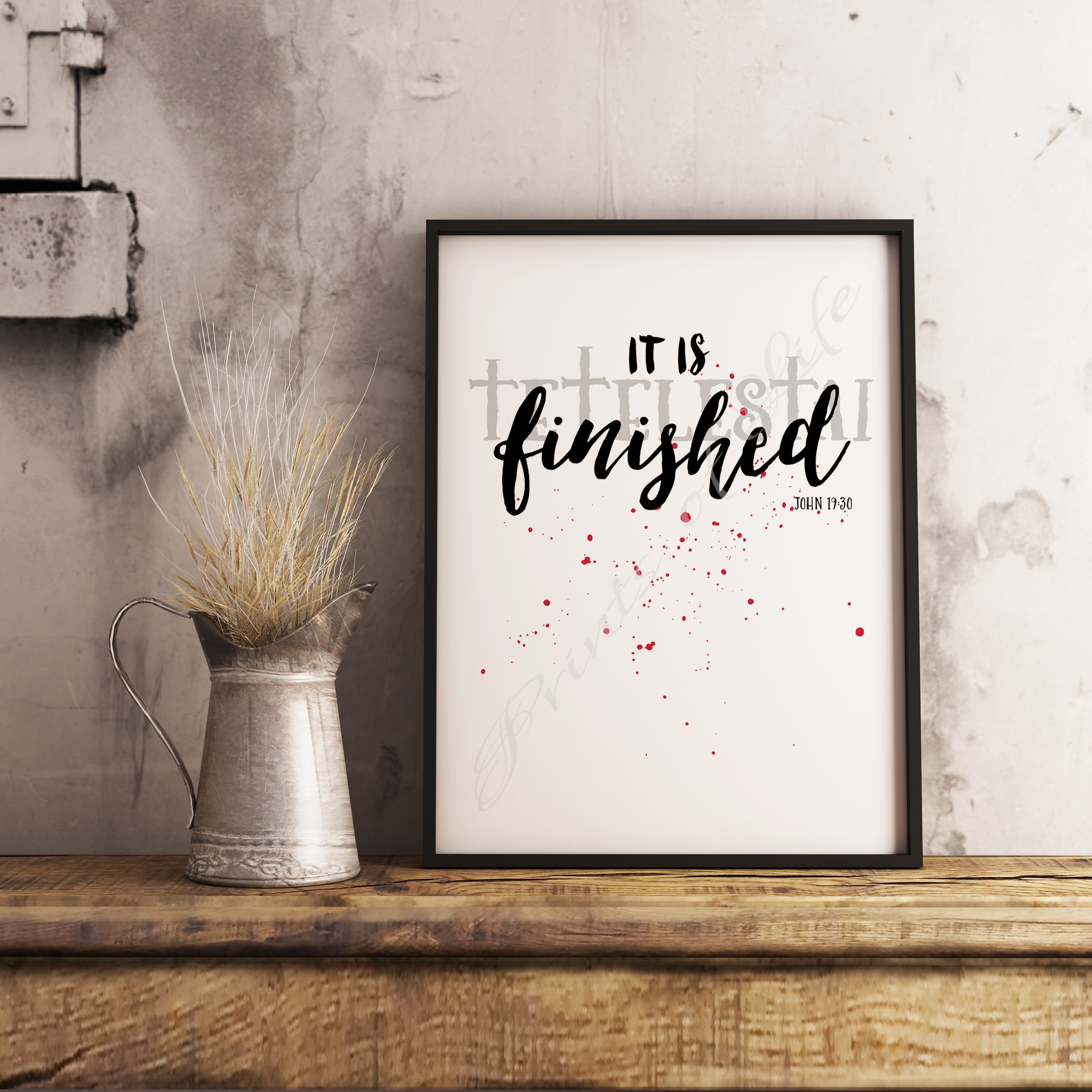 Bible Verse Art. It is Finished. John 19:30. Tetelestai. | Etsy