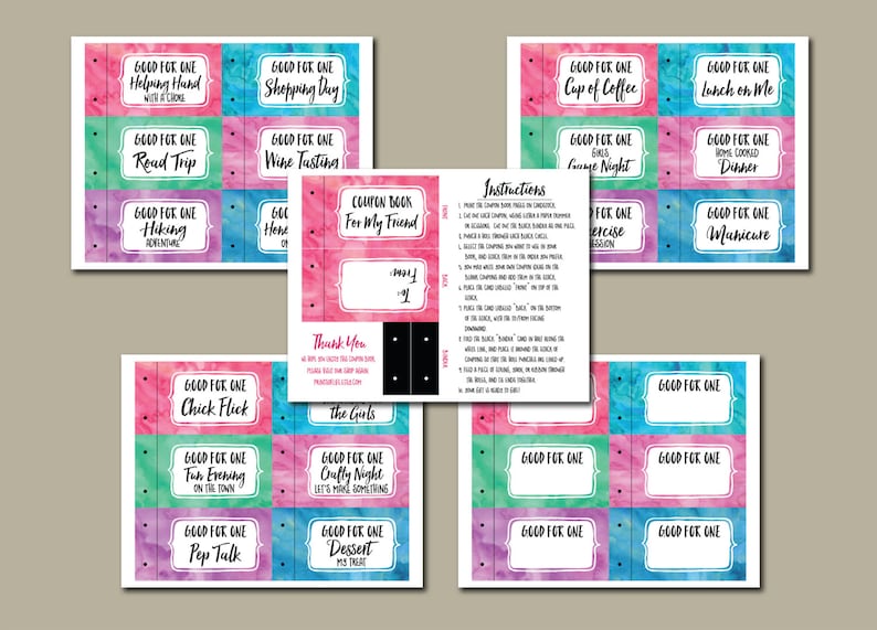 Friend BFF Coupon Book Printable. Instant Download Gift Idea. Etsy