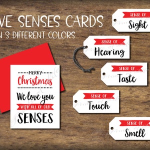 5 Senses Weihnachtskarte. Fünf Sinne Sofort-Download zum Ausdrucken. Geschenk für Kinder Kinder Eltern Kind Sohn Tochter Enkelkind