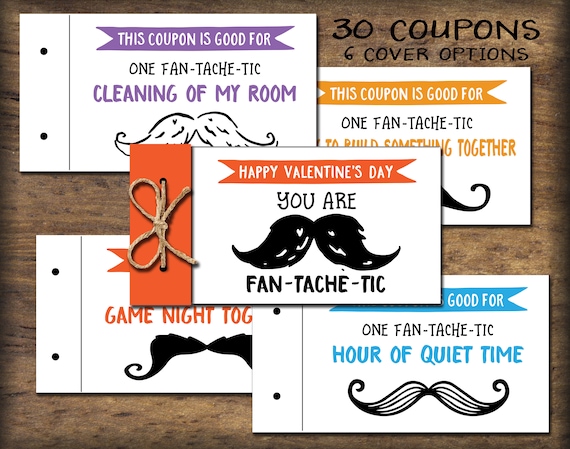 Coupon Book For Him Fan Tache Tic Instant Download Diy Printable Gift Idea Love Vouchers Dad Grandpa Husband Guy Man Father Day