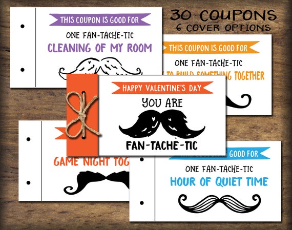 Coupon Book For Him Fan Tache Tic Instant Download Diy Printable Gift Idea Love Vouchers Dad Grandpa Husband Guy Man Father Day