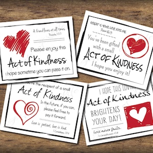 Love Random Act of Kindness Karten. Sofortiger Download. Pdf druckbar. DIY Digitaldruck. Zahlen Sie es vor. Kleine wirkt. Geschenk mit Bibelversen.