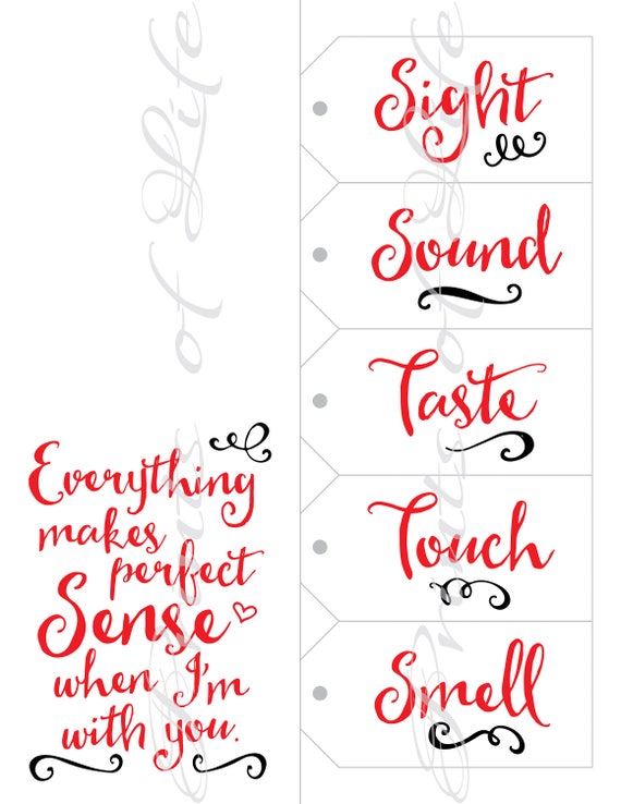 5 Senses Gift Tags & Card. Instant Download Printable. Five Mens Valentines  Day Gift for Him Her Husband Wife Boyfriend. Christmas Birthday. 