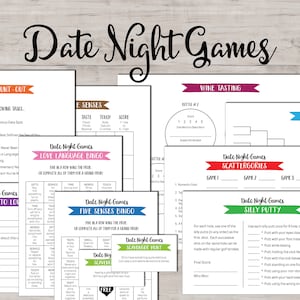 Date Night Game. Instant download printable. Date night idea cards. Couples game sheets. Scattergories tastings golf bowling scavenger hunt