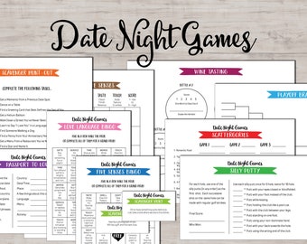 Date Night Game. Instant download printable. Date night idea cards. Couples game sheets. Scattergories tastings golf bowling scavenger hunt