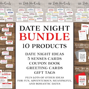Date Night Angebotspaket. Sofortiger Download zum Ausdrucken. 5 Senses Geschenkanhänger. Gutscheinheft. Datum Box Paar. Hochzeit. Valentinstag Geschenk für Ihn.