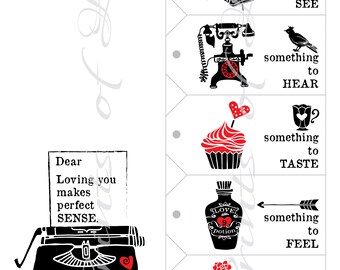 5 Senses Gift Tags & Card Gift for Girlfriend, Boyfriend, Him, Her