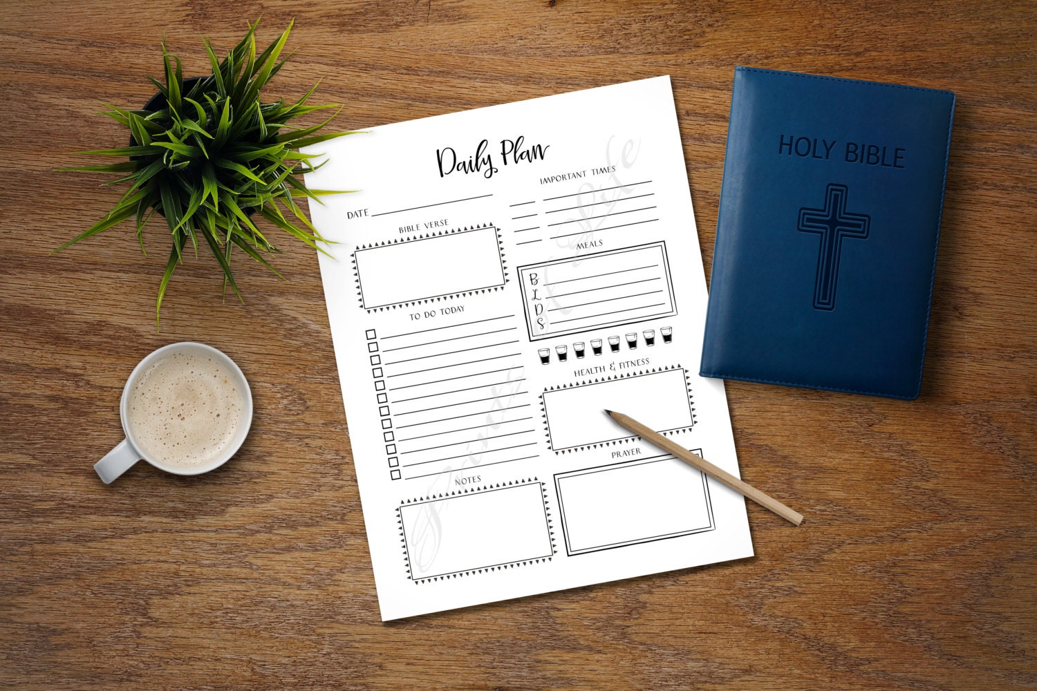 Daily Scripture Planner Daily Plan. PDF Printable. Instant Download. Christian Day Planner With ...