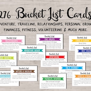 276 carte Bucket List Idea. Obiettivi. Sogno. Realizzazione. Cose da fare. Attività per tutta la vita. Progetto di vita. Esperienze. Download immediato stampabile