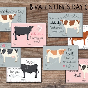 Kinder Valentinstag Karten für die Schule. Niedliche Kuh Valentinstag Tags Tags für Jungen, Mädchen. Sofortiger Download. Druckbare Valentinstag. Valentinstag Kinder. kvc